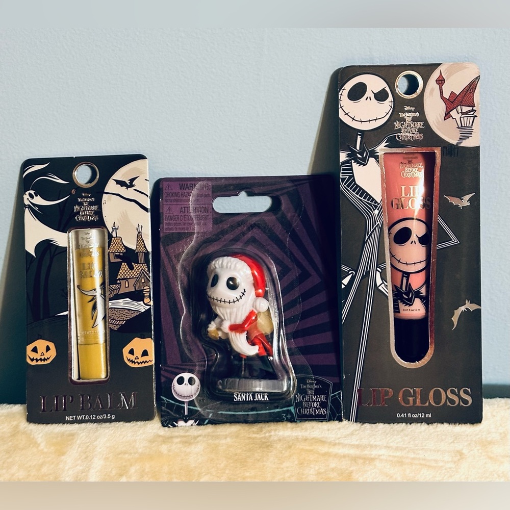 New Nightmare Before Christmas Collectible Figure, Lip Balm & Lip Gloss Bundle